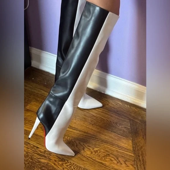 Christian Louboutin Astrilarge 100 black and white Botta boots in 41 EU - Picture 6 of 16
